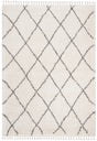 Safavieh Moroccan Fringe Shag 4'-0" x 6'-0" Rug in Ivory / Grey