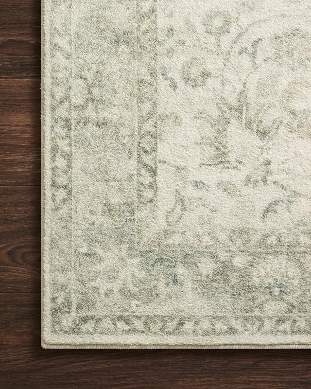 Loloi Rosette Ros-02 Ivory/Silver Rugs - corner on wood
