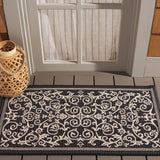 Safavieh Courtyard 2'-0" x 3'-7" Rug in Black / Sand