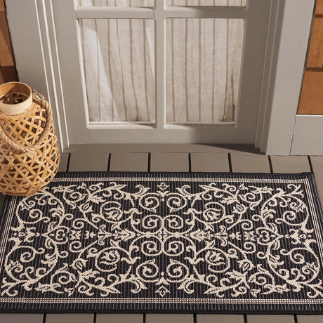 Safavieh Courtyard 2'-0" x 3'-7" Rug in Black / Sand