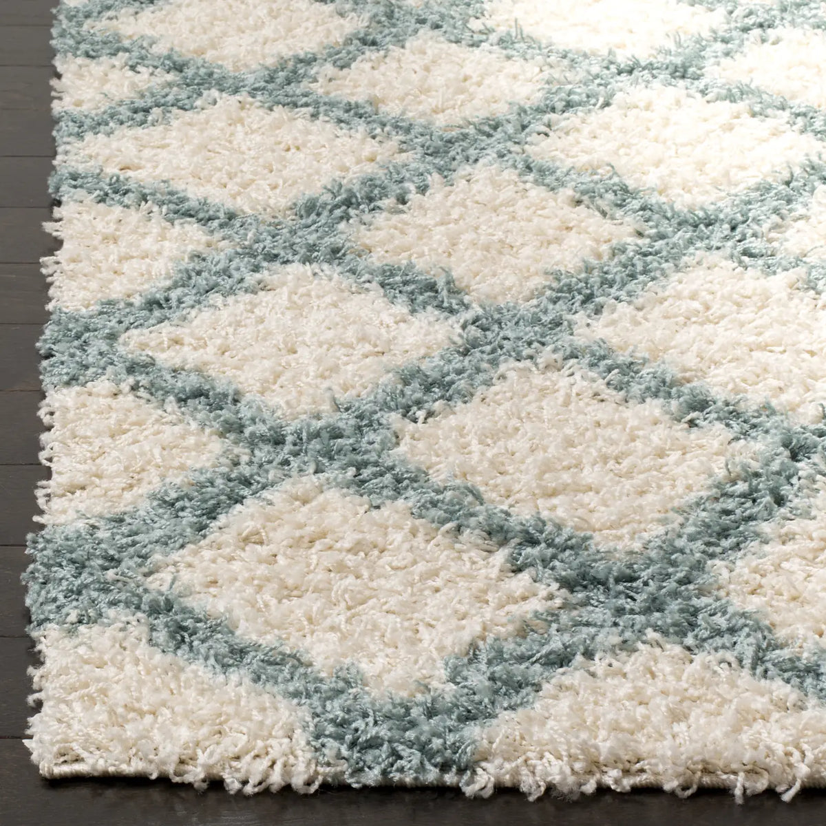 Safavieh Sgd-Dallas Shag 4'-0" x 6'-0" Rug in Ivory / Seafoam