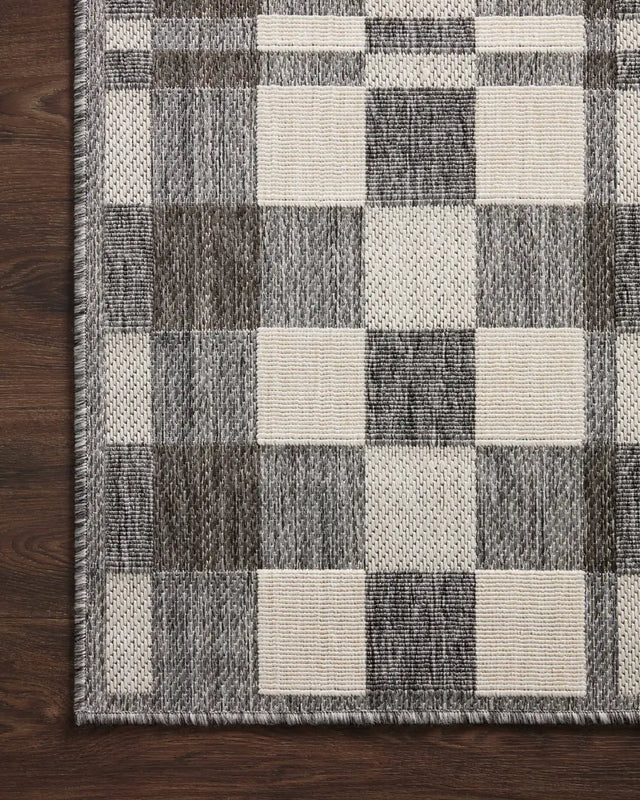 Loloi Rainier Rai-04 Ivory/Pebble Rug - corner on wood