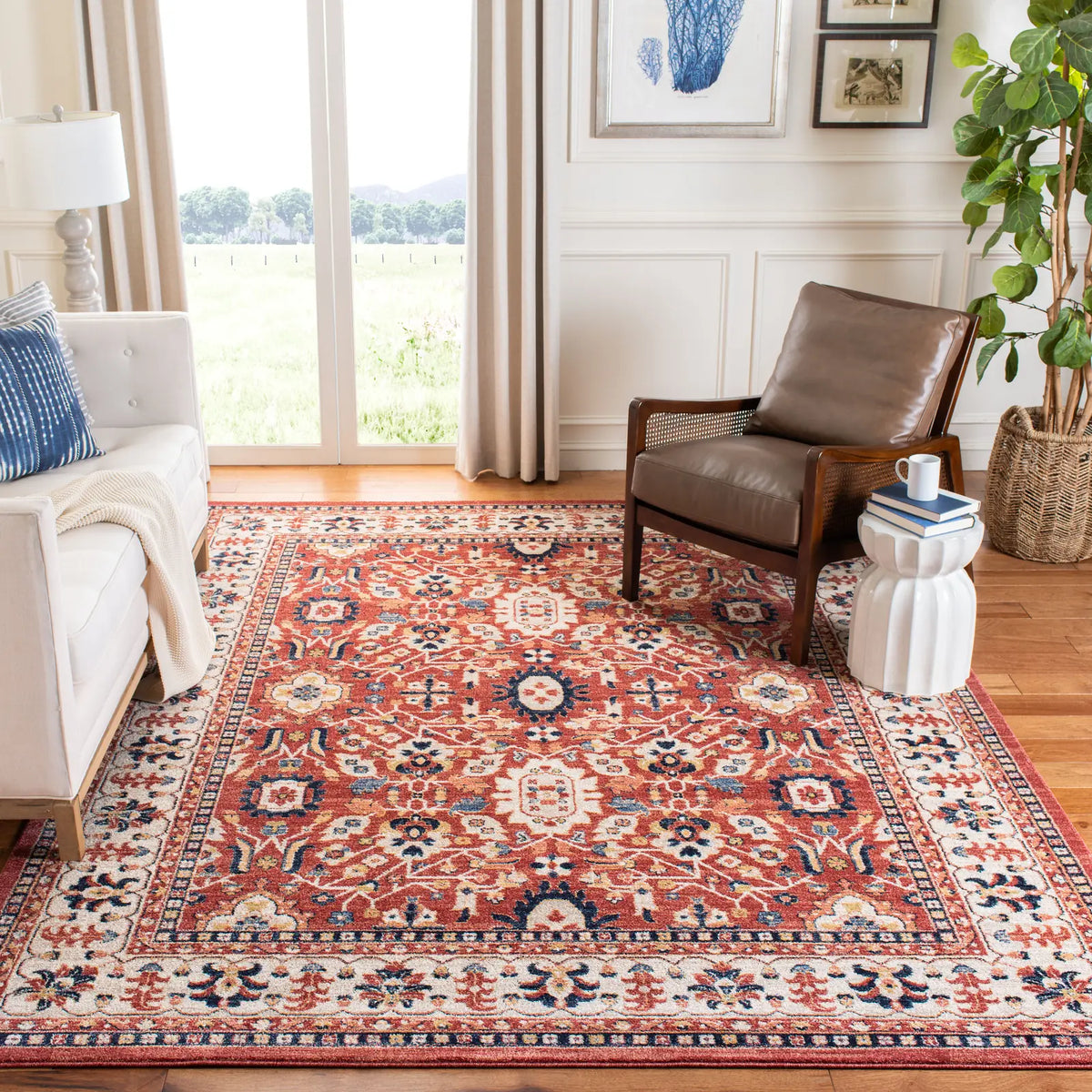 Safavieh Charleston 8'-0" x 10'-0" Rug in Red / Ivory