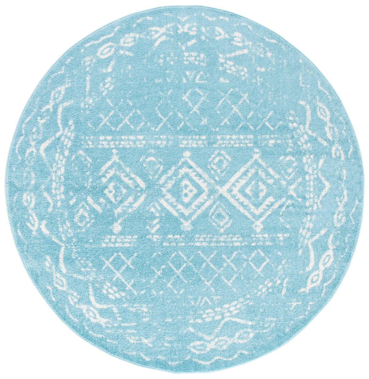 Safavieh Tulum 6'-7" x 6'-7" Rug in Turquoise / Ivory