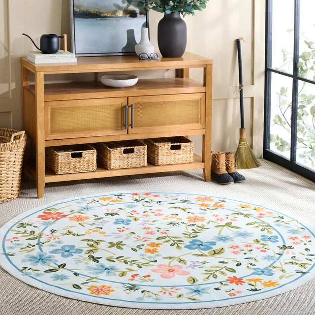 Safavieh Martha Stewart Washable 6'-0" x 6'-0" Rug in Light Blue / Rust