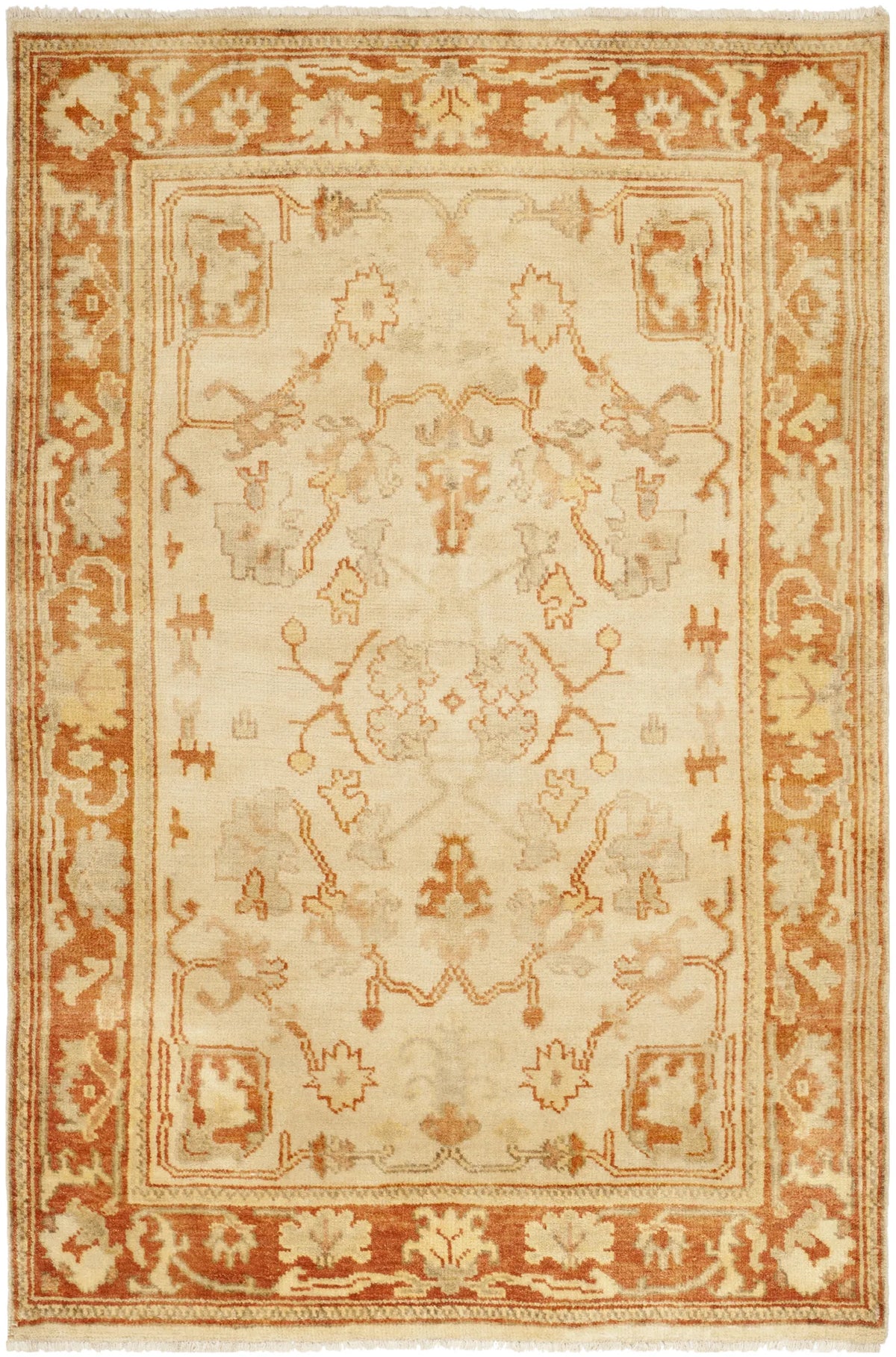 Safavieh Oushak 4'-0" x 6'-0" Rug in Ivory / Rust