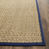 Safavieh Natural Fiber 2'-6" x 10'-0" Rug in Natural / Navy Blue