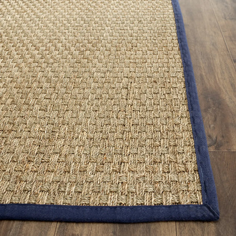 Safavieh Natural Fiber 2'-6" x 10'-0" Rug in Natural / Navy Blue