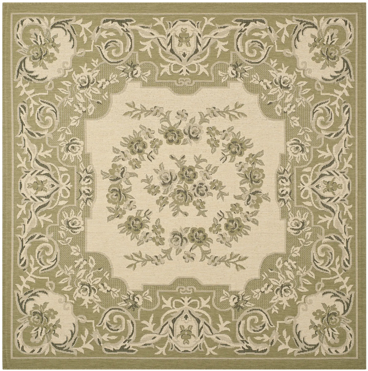 Safavieh Courtyard 6'-7" x 6'-7" Rug in Cream / Green