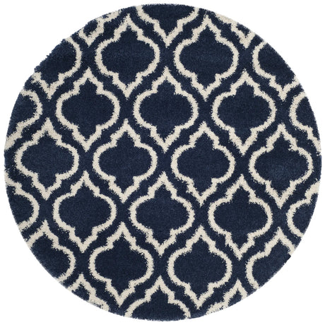 Safavieh Hudson Shag 5'-3" x 5'-3" Rug in Navy / Ivory