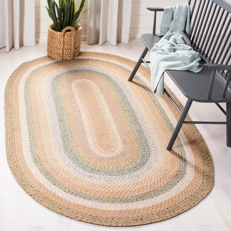 Safavieh Braided 5'-0" x 8'-0" Rug in Tan / Multi