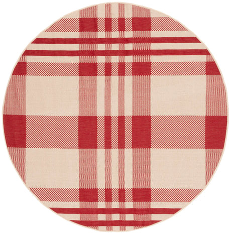 Safavieh Courtyard 5'-3" x 5'-3" Rug in Red / Bone