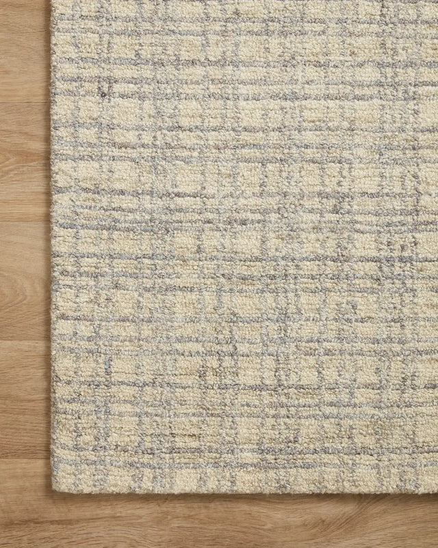 Chris Loves Julia x Loloi Polly POL-03 Antique / Mist Rug - corner on wood