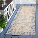 Safavieh Courtyard 2'-3" x 14'-0" Rug in Natural / Blue
