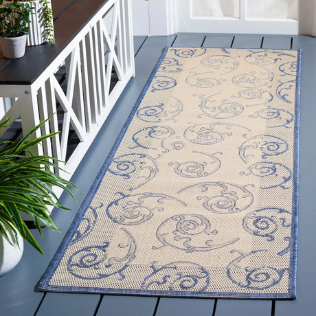 Safavieh Courtyard 2'-3" x 14'-0" Rug in Natural / Blue