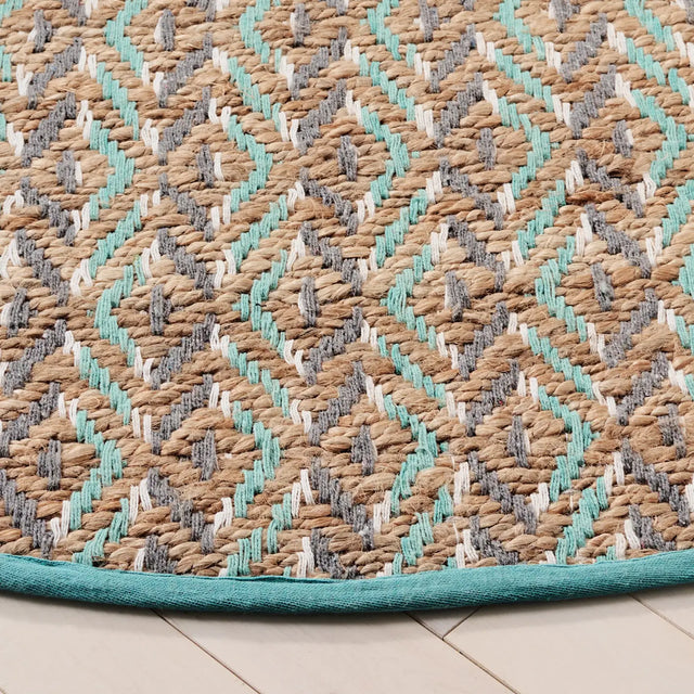 Safavieh Natural Fiber 7'-0" x 7'-0" Rug in Natural / Teal