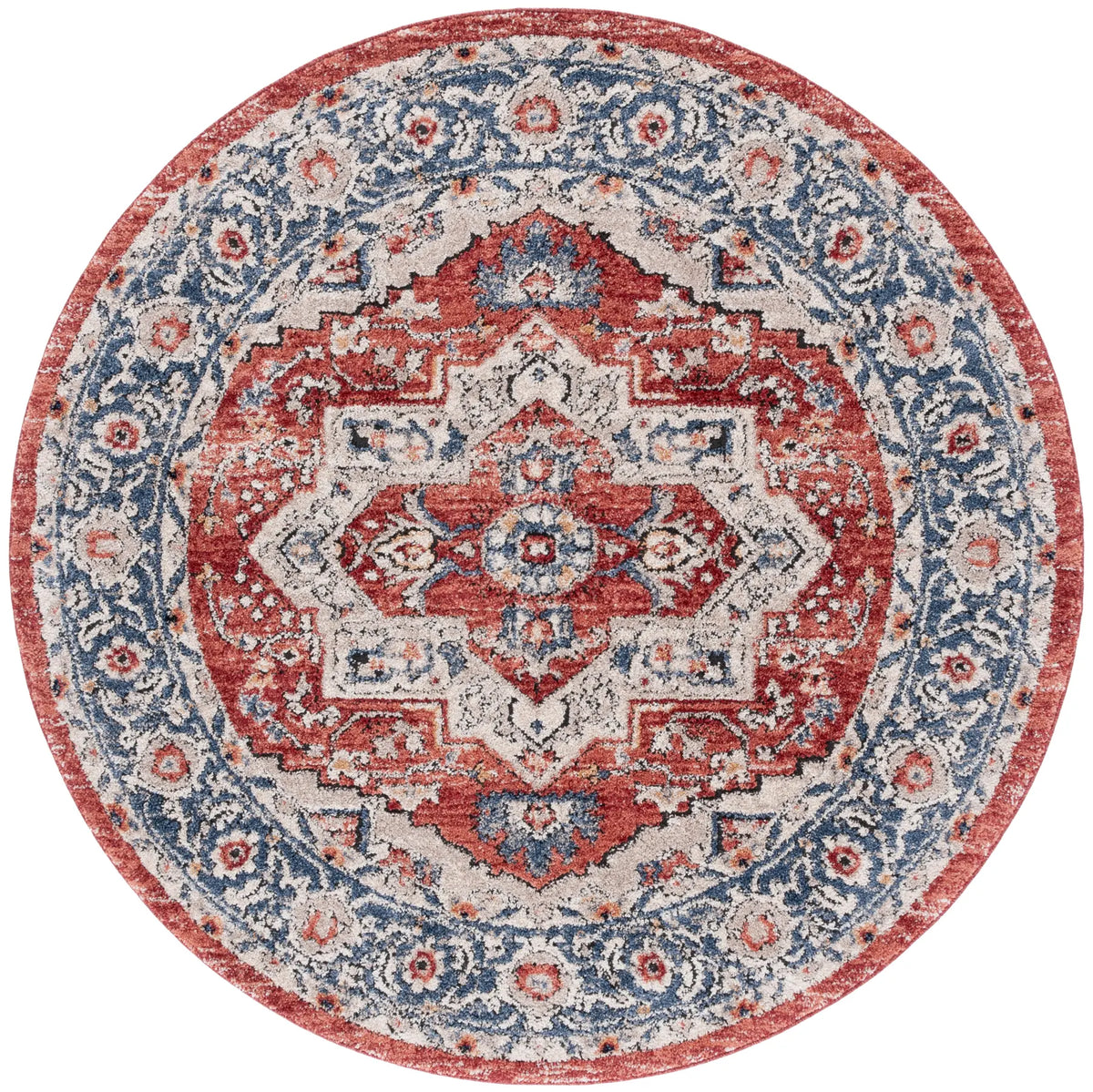 Safavieh Luna 6'-7" x 6'-7" Rug in Beige / Blue Rust