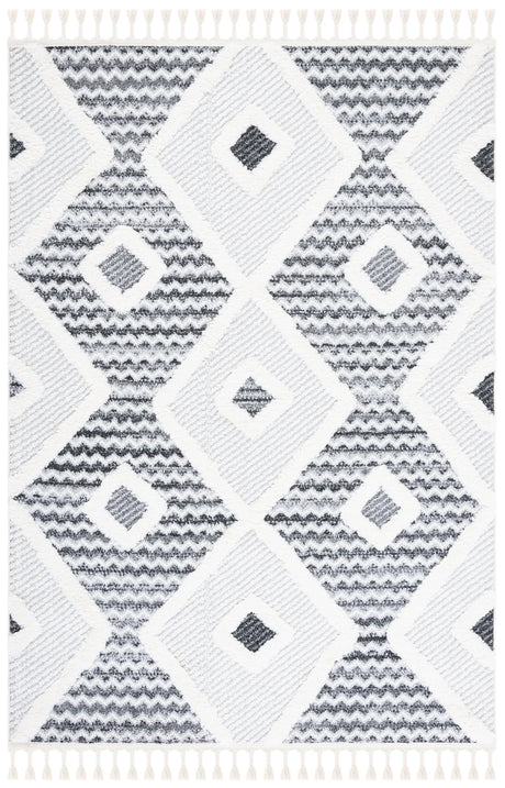 Safavieh Moroccan Tassel Shag 4'-0" x 6'-0" Rug in Grey / Ivory