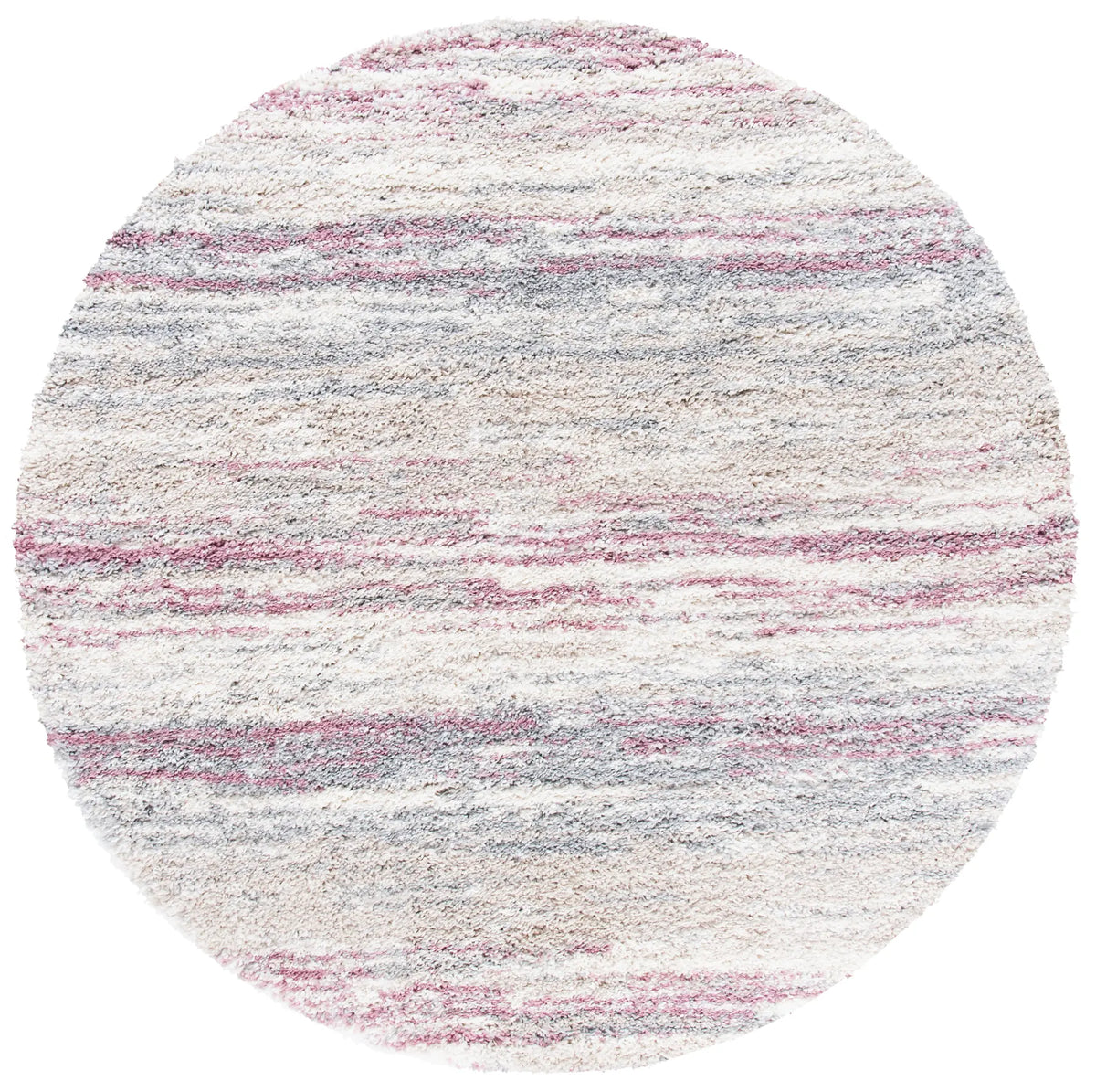 Safavieh Fontana Shag  800 5'-3" x 5'-3" Rug in Ivory / Pink