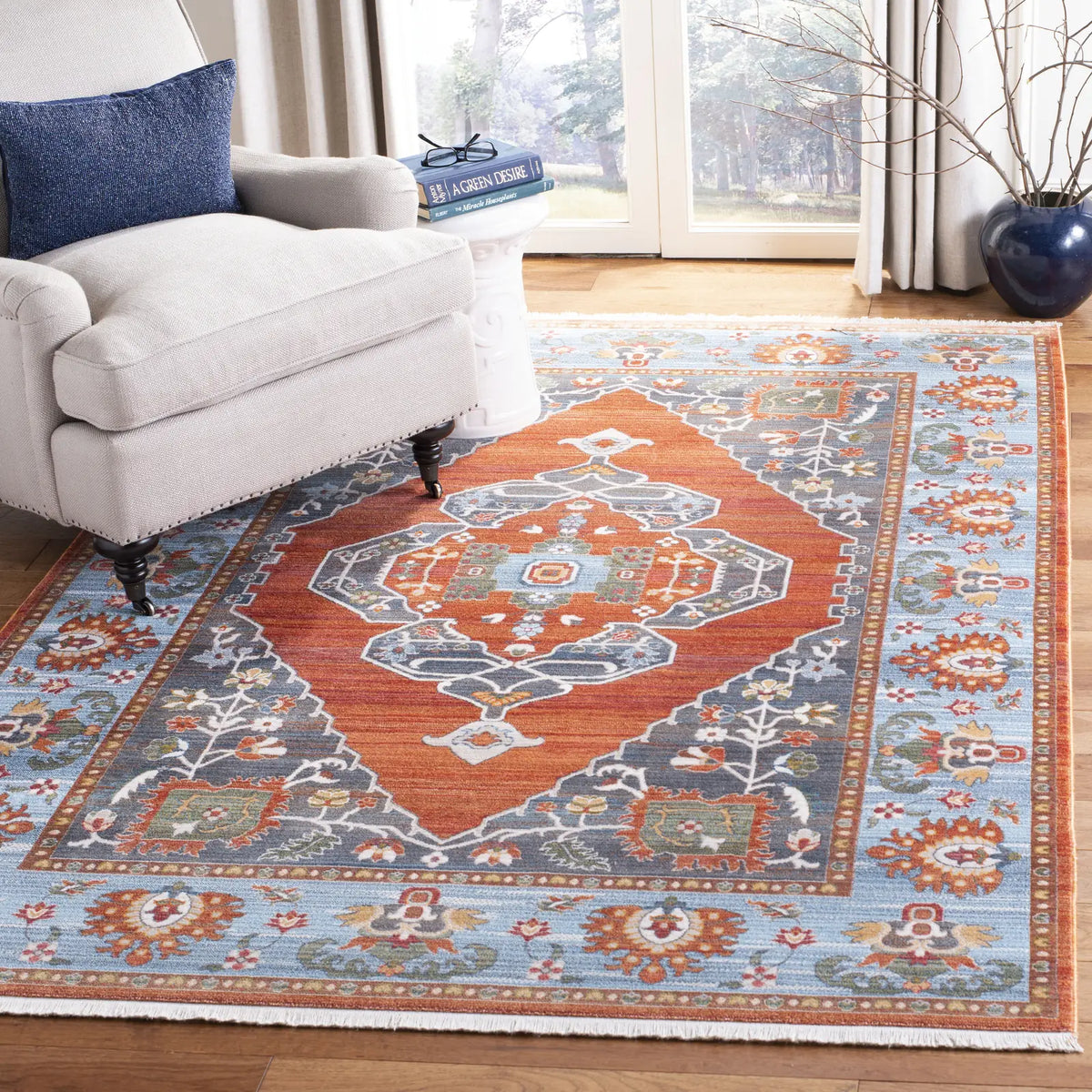 Safavieh Vintage Persian 4'-0" x 6'-0" Rug in Rust / Blue