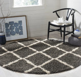 Safavieh Sgd-Dallas Shag 6'-0" x 6'-0" Rug in Dark Grey / Ivory