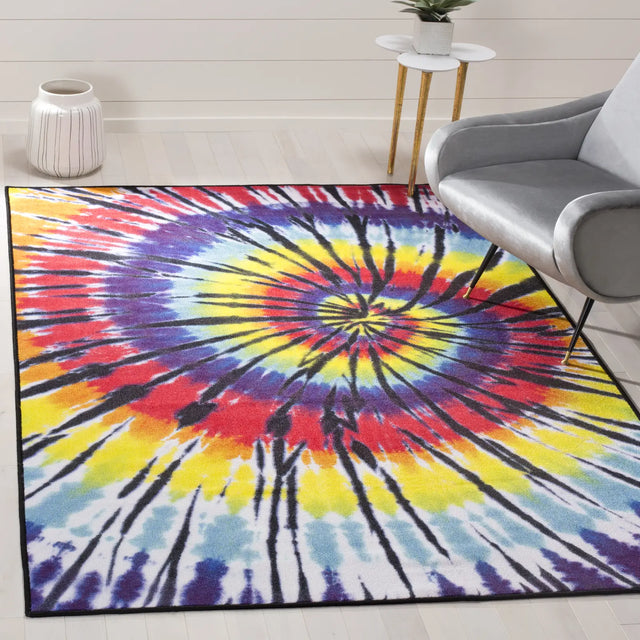 Safavieh Paint Brush 4'-4" x 6'-0" Rug in Fuchsia / Yellow