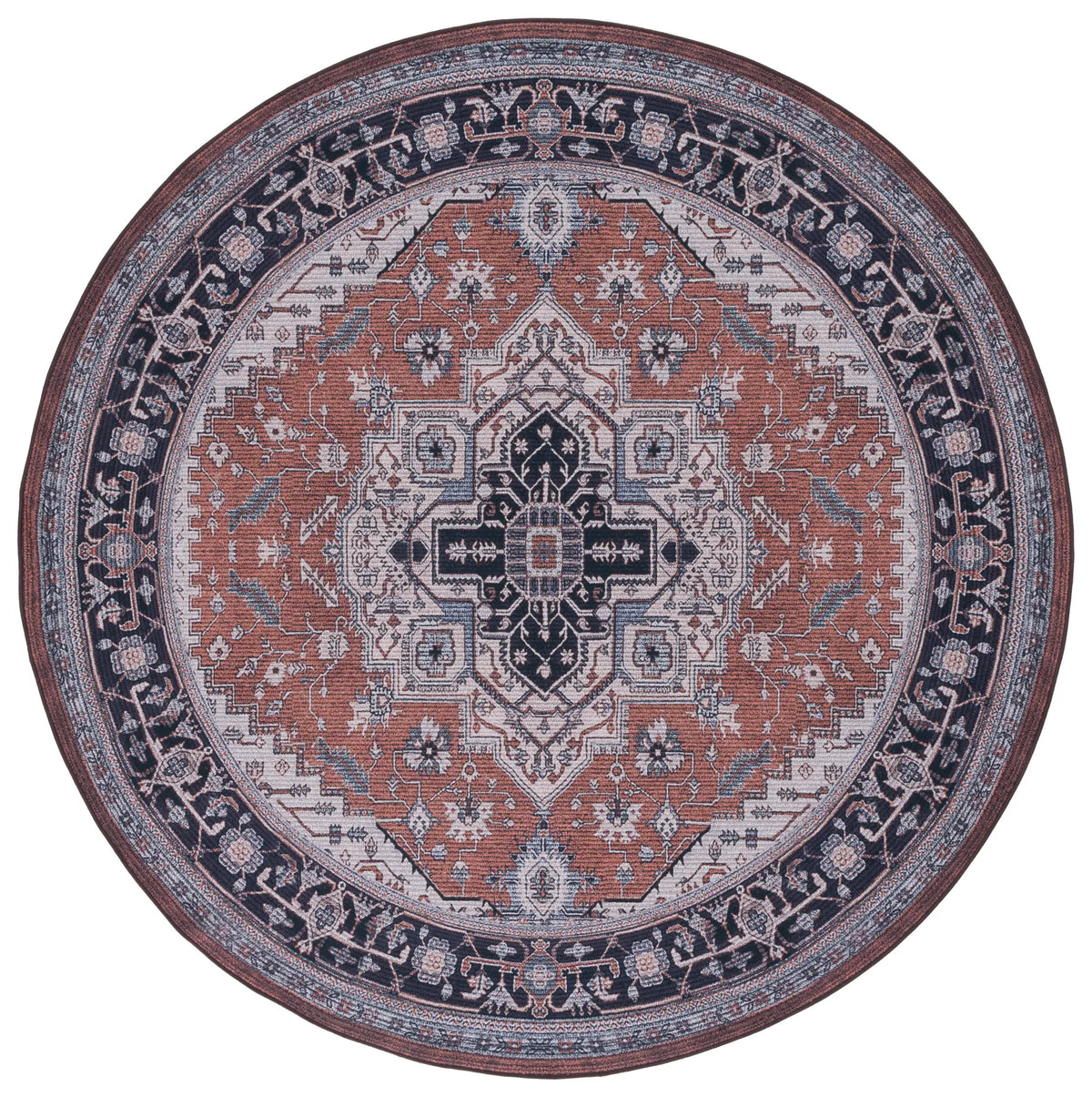 Safavieh Tucson 6'-0" x 6'-0" Rug in Rust / Navy