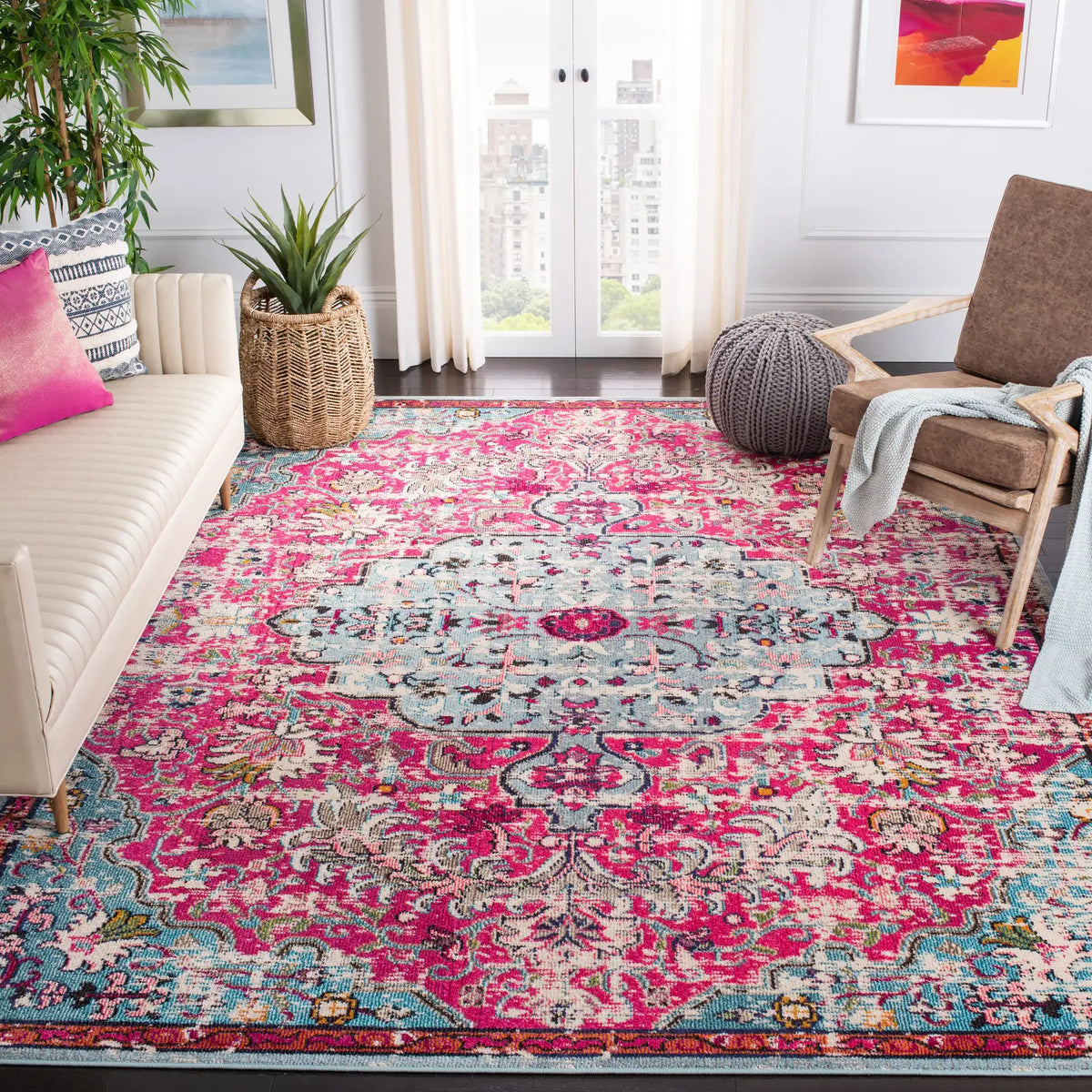 Safavieh Madison 10'-0" x 14'-0" Rug in Fuchsia / Teal