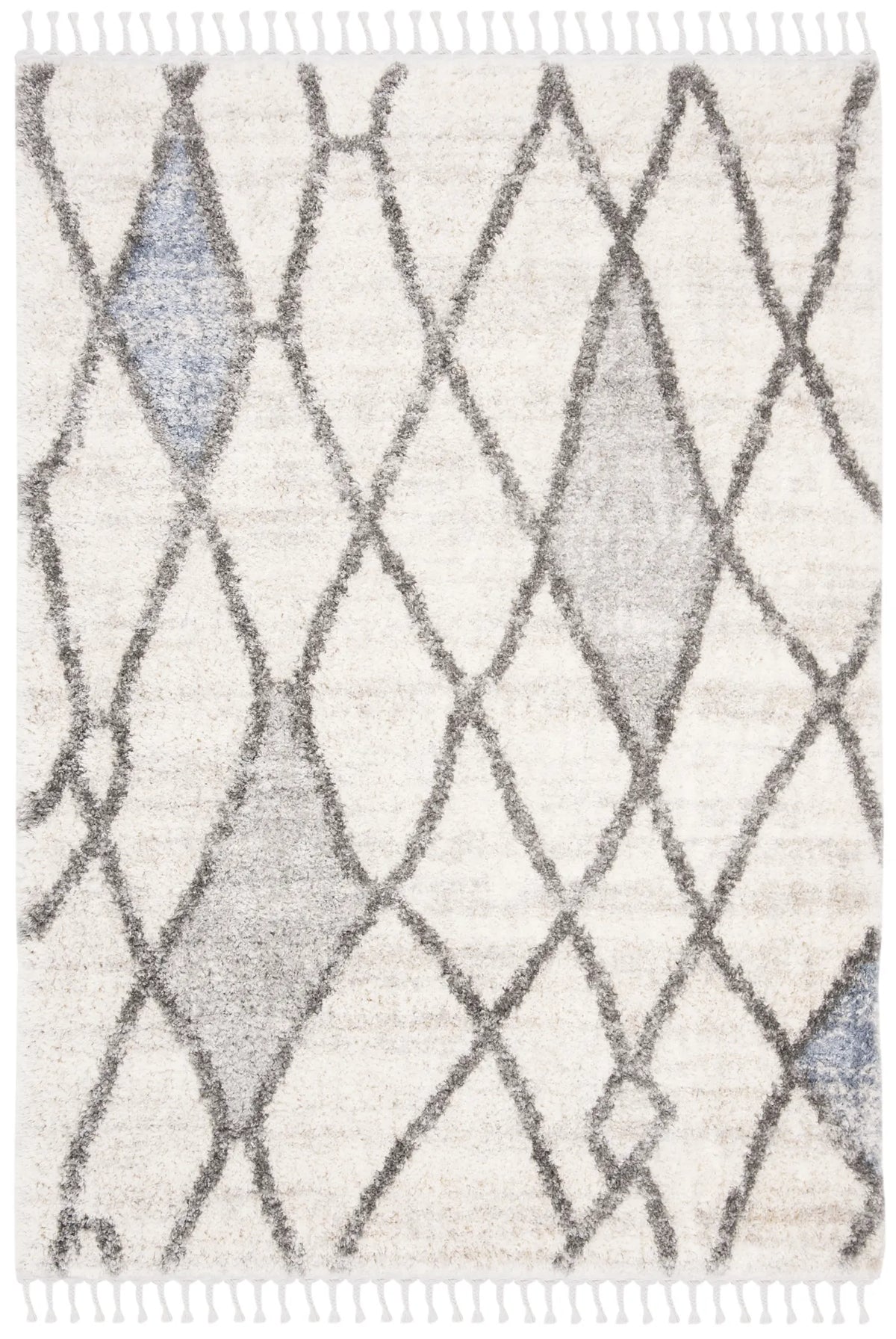 Safavieh Berber Fringe Shag 4'-0" x 6'-0" Rug in Cream / Blue