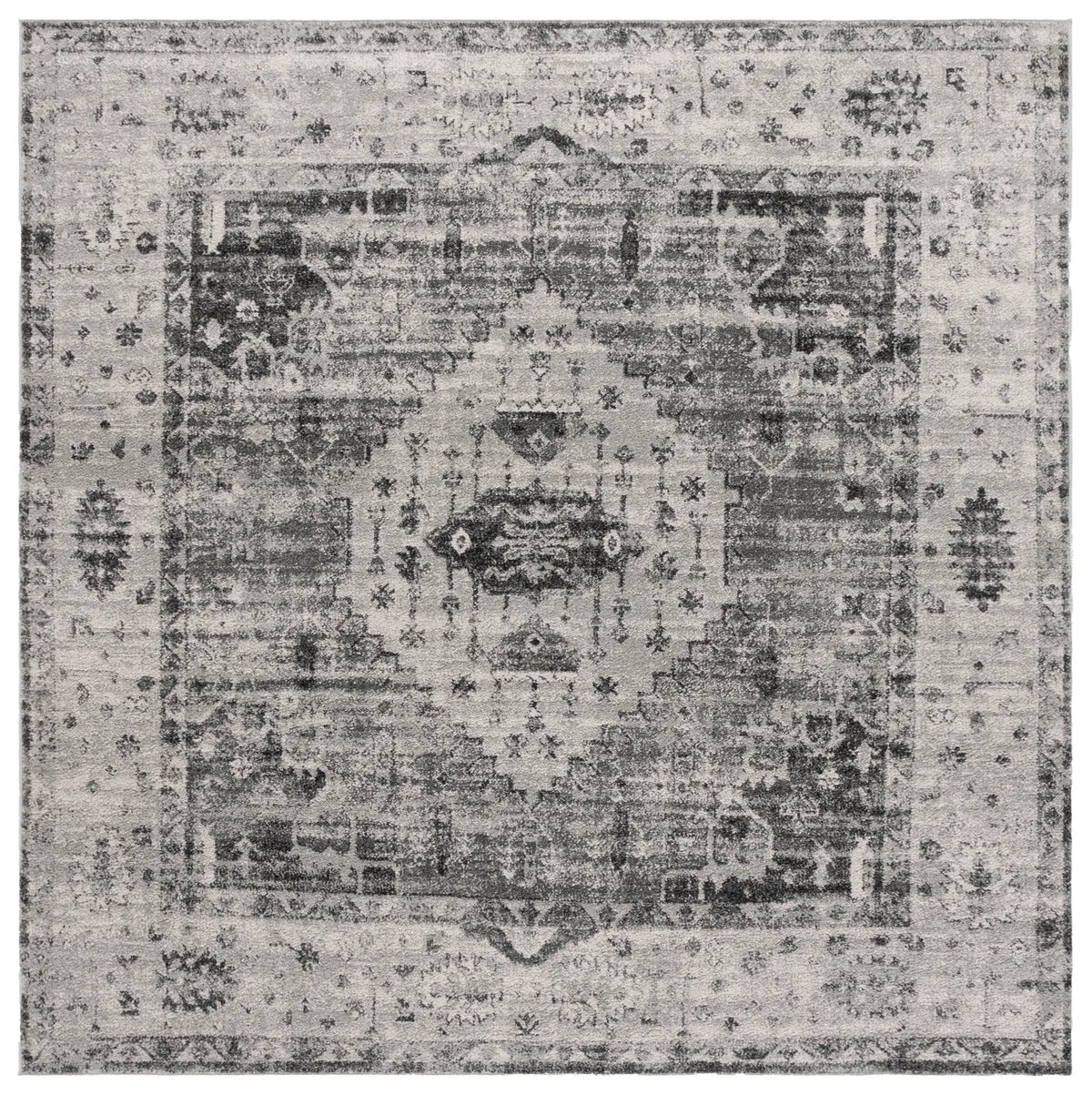 Safavieh Vintage Tabriz 6'-7" x 6'-7" Rug in Grey / Charcoal