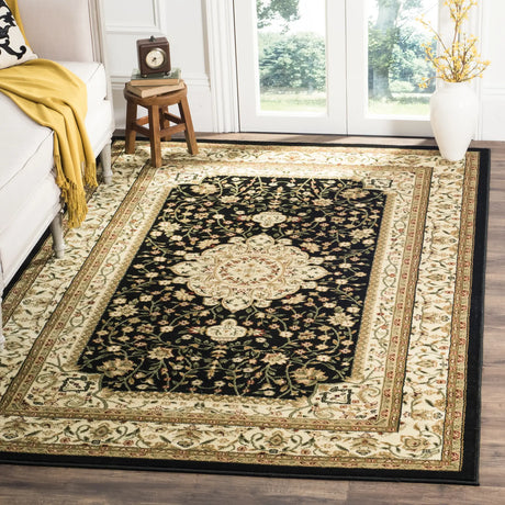 Safavieh Lyndhurst 4'-0" x 6'-0" Rug in Black / Ivory