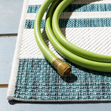Safavieh Courtyard 4'-0" x 5'-7" Rug in Ivory / Teal