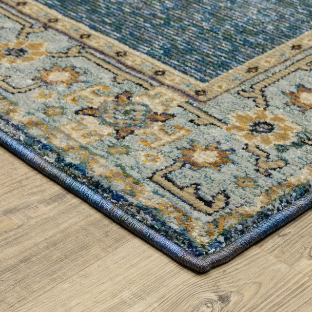 Oriental Weavers Sphinx Andorra 2430A Blue/ Gold Rug - corner detail