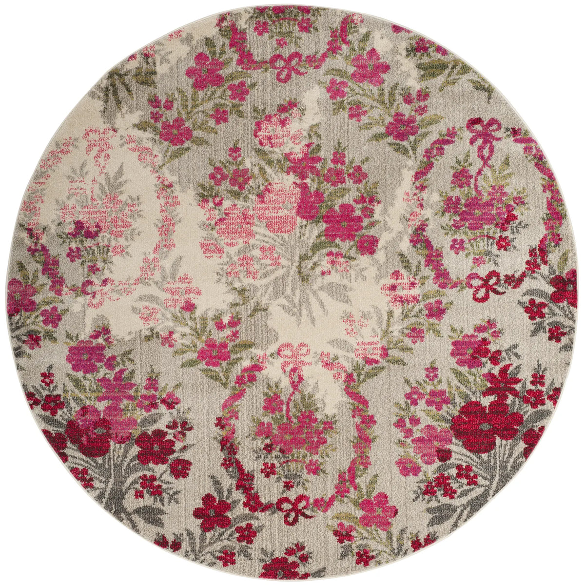 Safavieh Monaco 6'-7" x 6'-7" Rug in Ivory / Pink