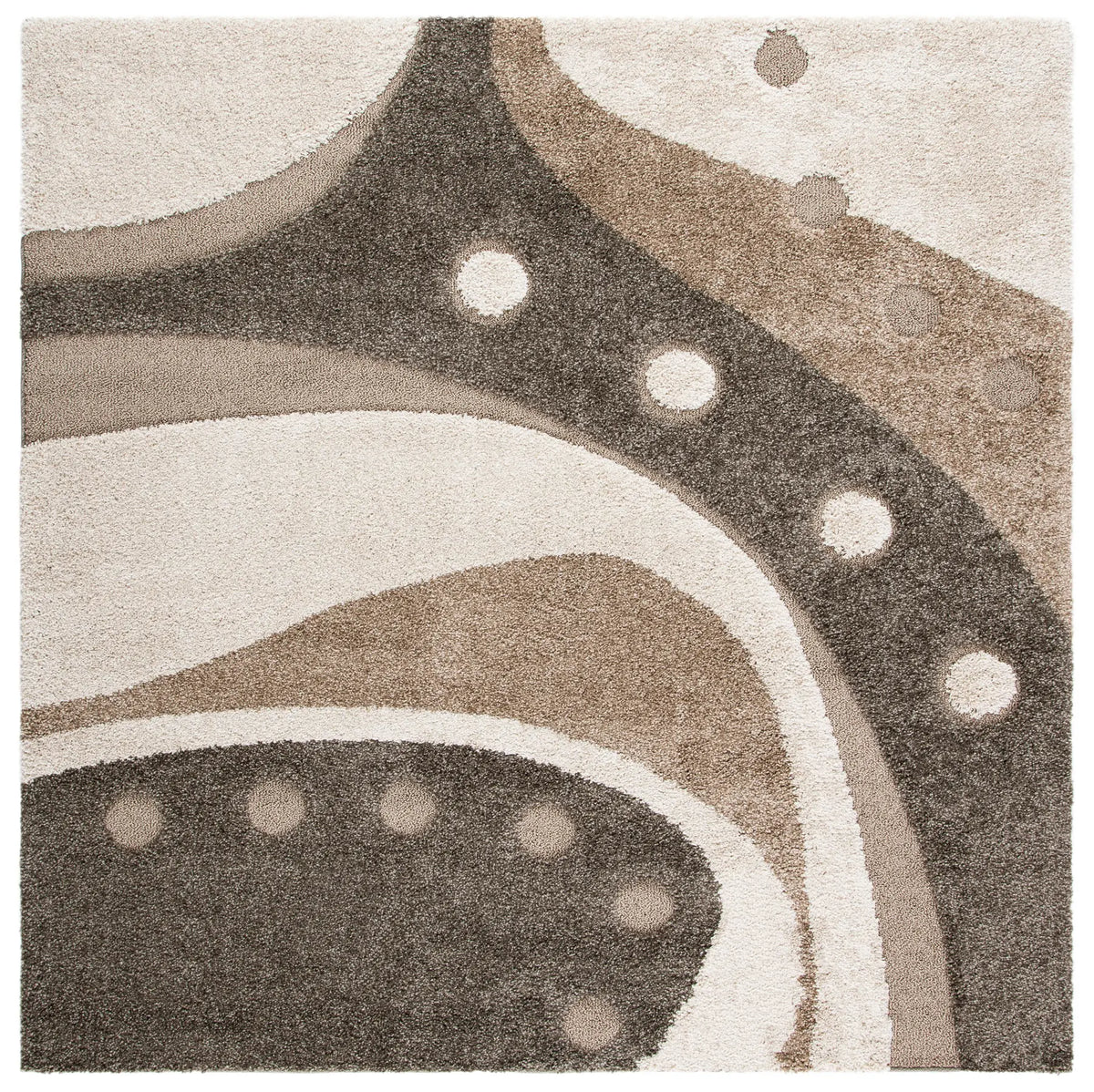 Safavieh Florida Shag 6'-7" x 6'-7" Rug in Brown / Ivory