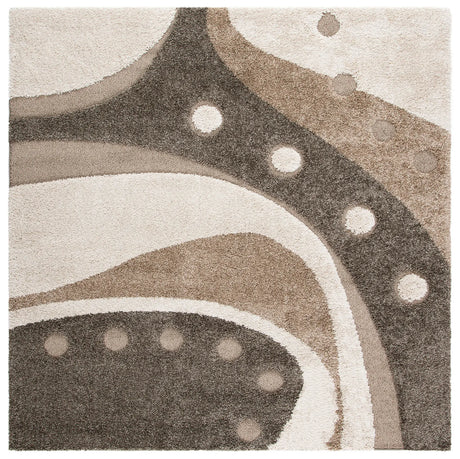 Safavieh Florida Shag 6'-7" x 6'-7" Rug in Brown / Ivory