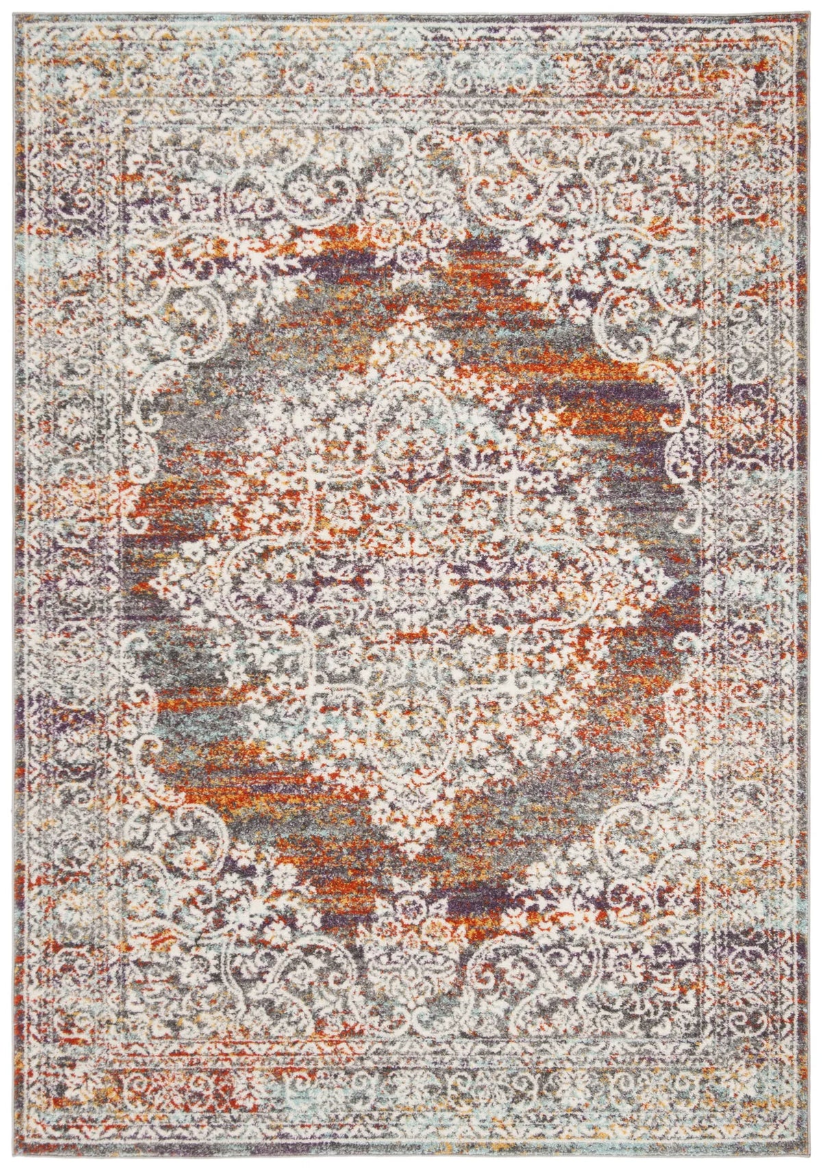 Safavieh Madison 900 4'-0" x 6'-0" Rug in Light Grey / Rust