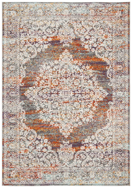 Safavieh Madison 900 4'-0" x 6'-0" Rug in Light Grey / Rust