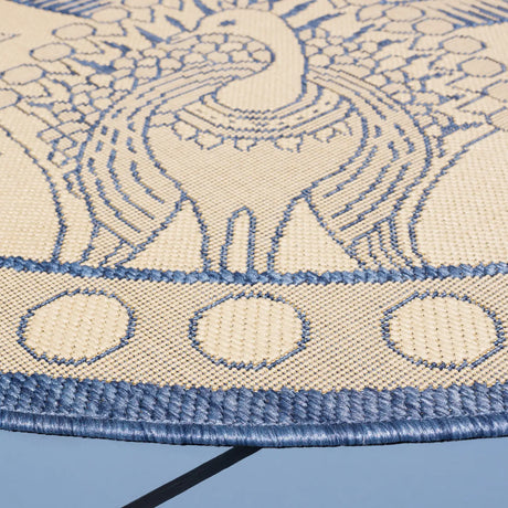 Safavieh Courtyard 6'-7" x 6'-7" Rug in Natural / Blue