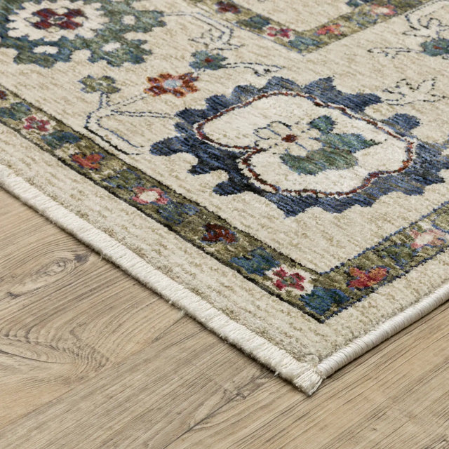 Oriental Weavers Sphinx HASTINGS HA01W Ivory Floral Rugs - corner detail