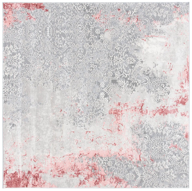Safavieh Meadow 500 6'-7" x 6'-7" Rug in Light Grey / Pink