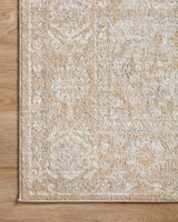 Loloi Odette Odt-05 Beige/Silver Rug - corner on wood