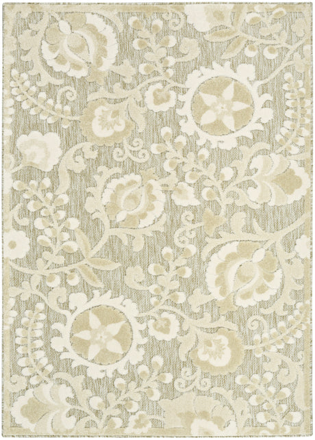 Nourison Aloha ALH17 Machine Made Ivory, Sage Rug