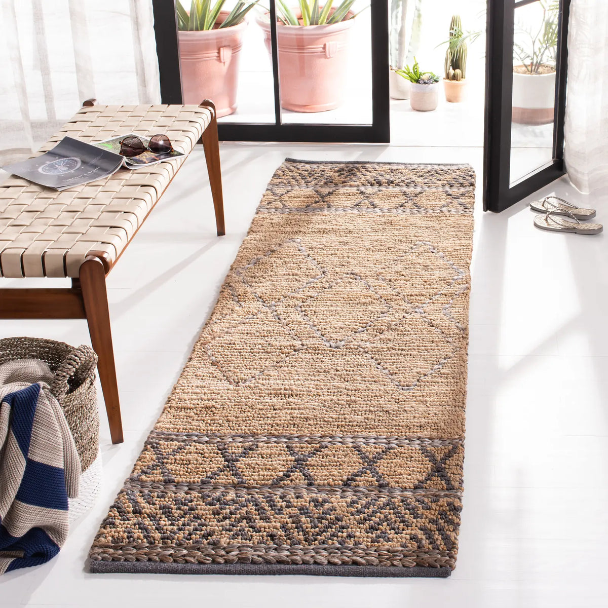 Safavieh Natural Fiber 2'-3" x 8'-0" Rug in Beige / Grey