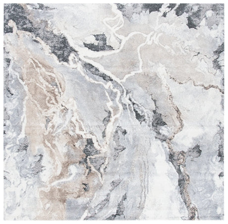Safavieh Cyrus Shag 6'-7" x 6'-7" Rug in Grey / Beige