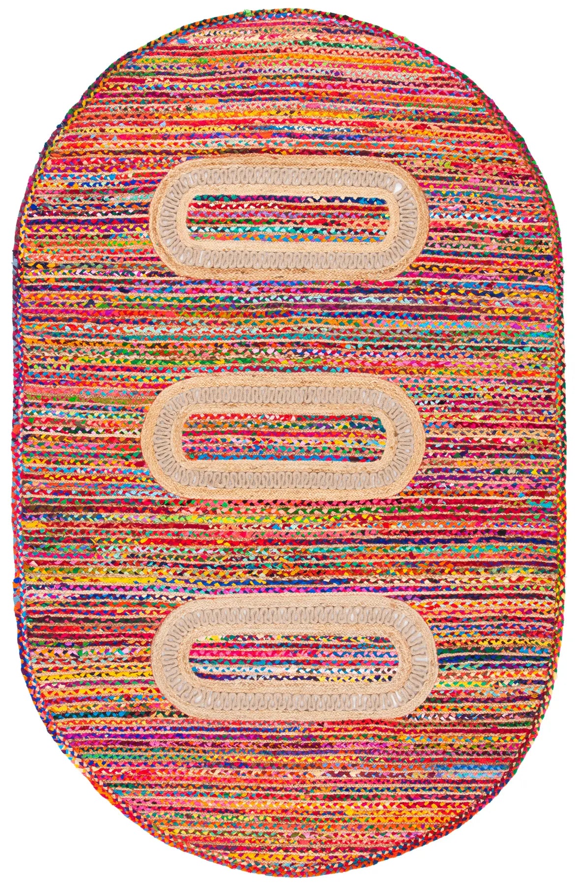 Safavieh Braided 5'-0" x 7'-0" Rug in Pink / Sage