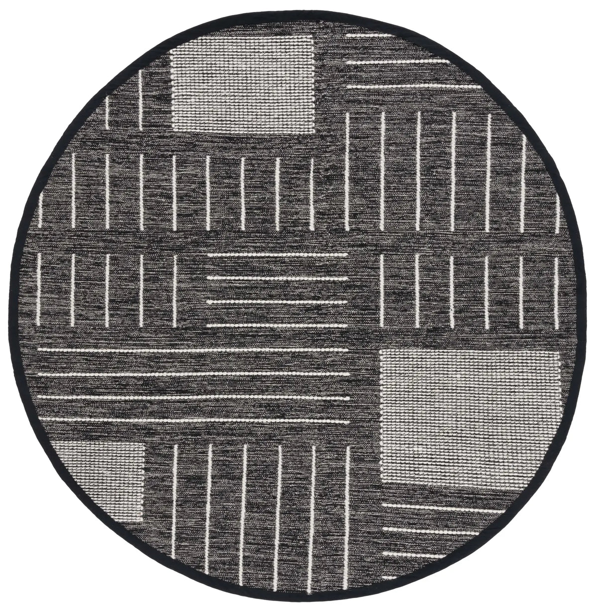 Safavieh Kilim 6'-0" x 6'-0" Rug in Black / Ivory