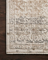 Loloi Homage Hom-02 Beige/Grey Rugs - corner on wood