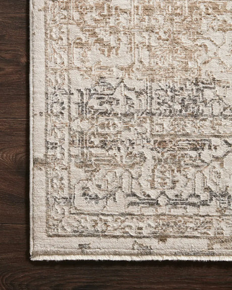 Loloi Homage Hom-02 Beige/Grey Rugs - corner on wood