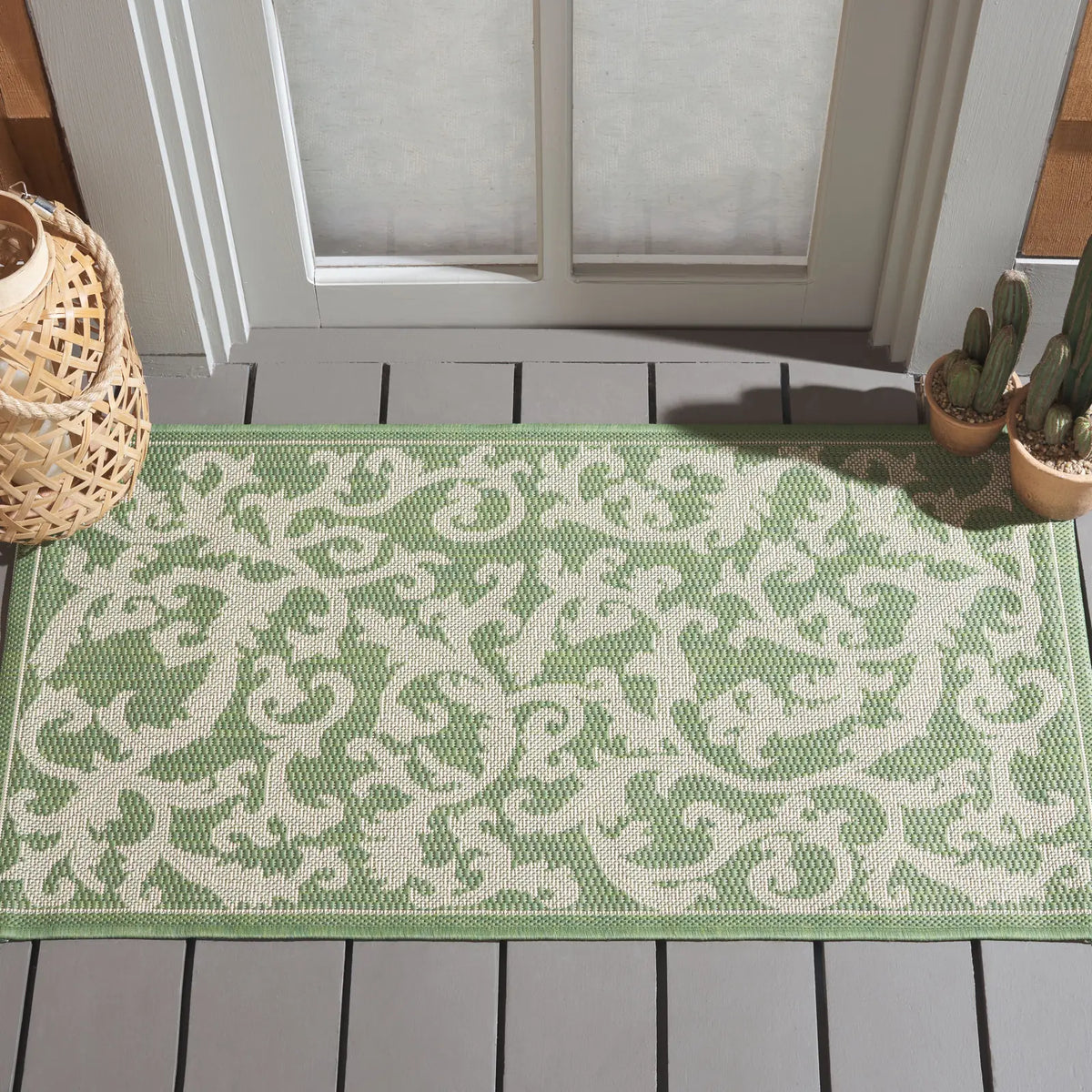 Safavieh Courtyard 2'-0" x 3'-7" Rug in Olive / Natural